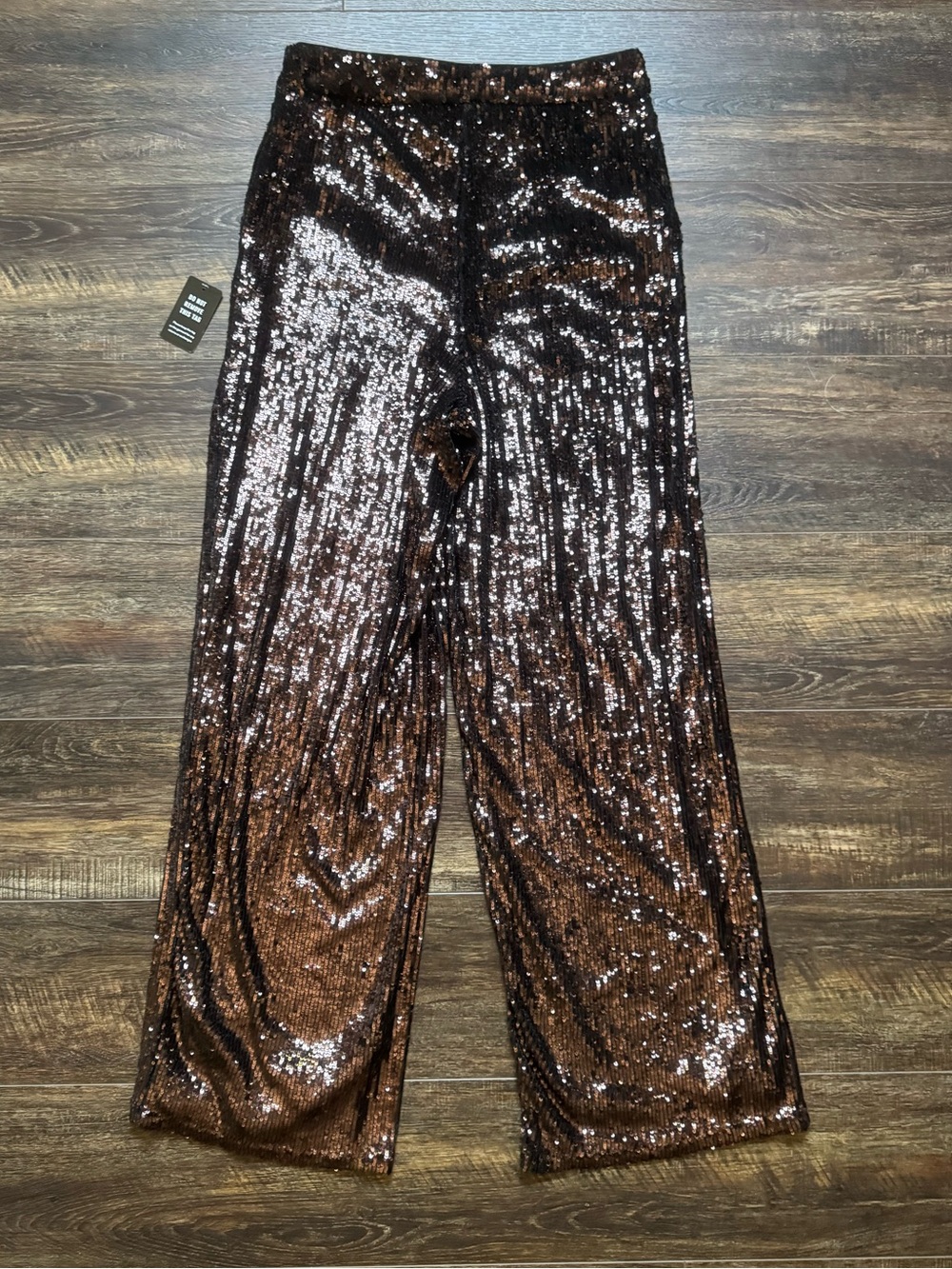 NWOT Express Wide Leg Brown Sequin Pants 10 - Picture 2 of 8